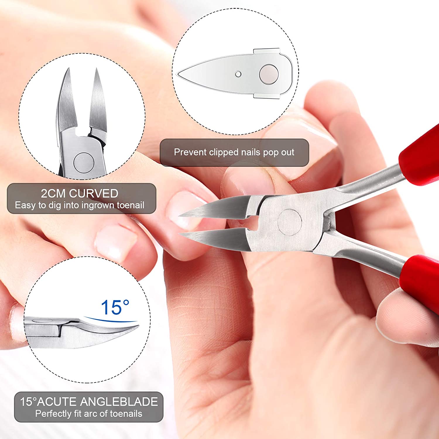 15 Pieces Ingrown Toenail Tools Stainless Steel Foot Nail Tools, Toenail File and Lifter, Nail Clipper, Cuticle Cutters, Cuticle Pusher and Manicure Pedicure Tools for Ingrown and Thick Nail (Black) - Image 3